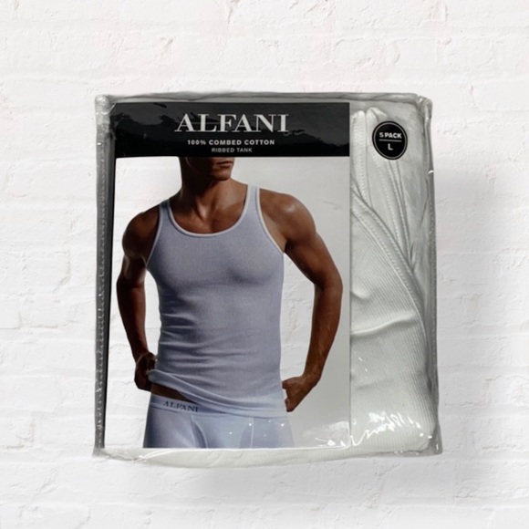 Alfani Men’s 100% Combed Cotton Ribbed Tank Size L - Picture 2 of 4